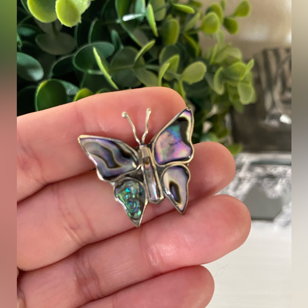 Vintage Alpaca Mexico Butterfly Sterling Silver Pin Brooch